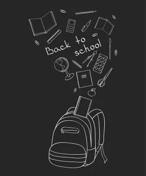 Backpack with school items Illustrazione stock