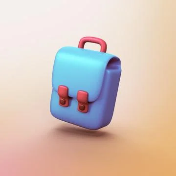 Backpack school - stylized 3d CGI icon object Stock Illustration