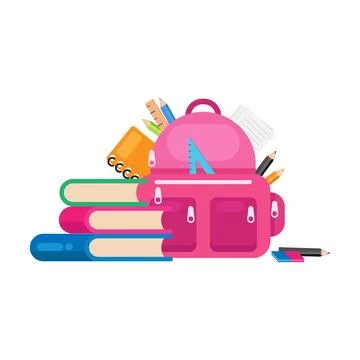 Backpack with school supplies Stock Illustration