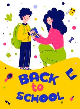 Backpack, schoolbag flat illustration. School supplies cartoon illustration. Stock Illustration