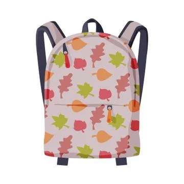 Backpack for Schoolchildren or Students, Front View of Textile Backpack with 库存插图