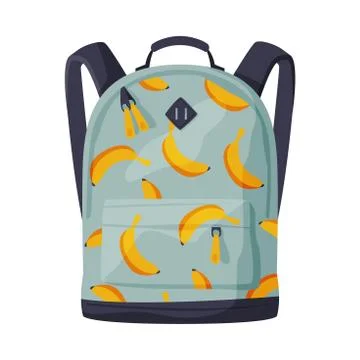 Backpack for Schoolchildren or Students, Front View of Textile Backpack with 库存插图