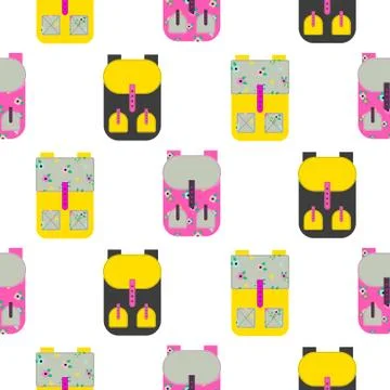 Backpack seamless vector pattern 库存插图