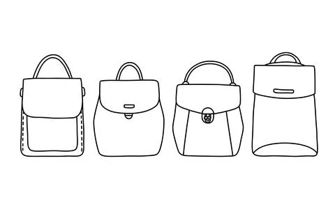 Backpack set doodle and simple vector illustration Illustrazione stock