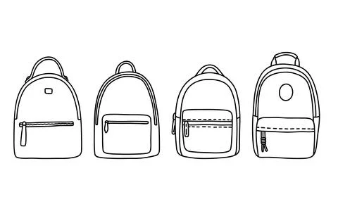 Backpack set doodle and simple vector illustration Stock Illustration