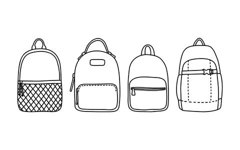Backpack set doodle and simple vector illustration Stock Illustration