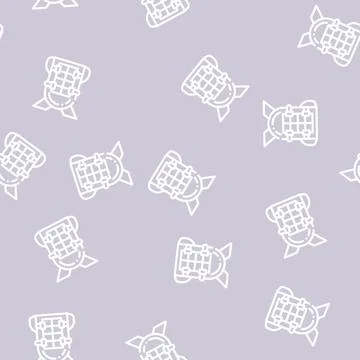 Backpack with solar panel line vector seamless pattern Stock Illustration