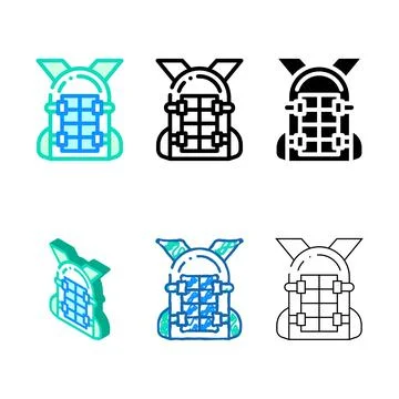 Backpack with solar panel range color icon vector Stock Illustration