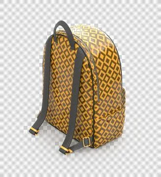 Backpack with square yellow details, black zipper Illustrazione stock