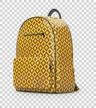 Backpack with square yellow details, black zipper Stock Illustration
