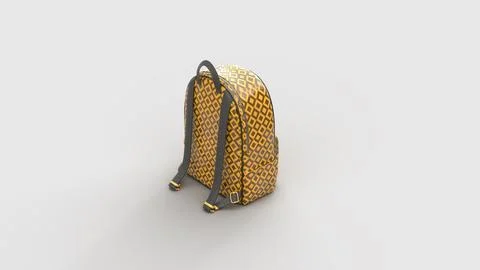 Backpack with square yellow details, black zipper Stock Illustration