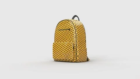 Backpack with square yellow details, black zipper Stock Illustration