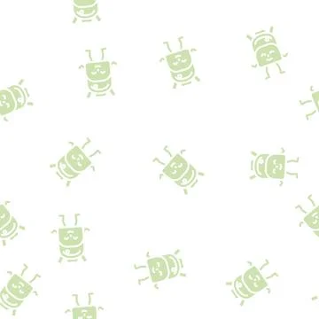 Backpack stationery character glyph vector seamless pattern Stock Illustration