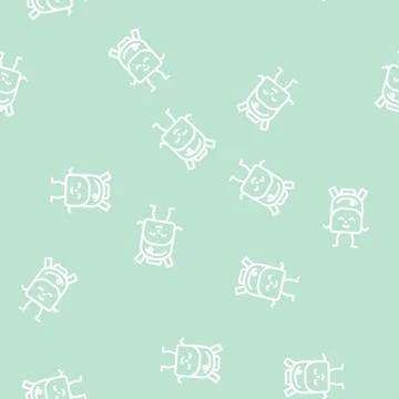 Backpack stationery character line vector seamless pattern Illustrazione stock