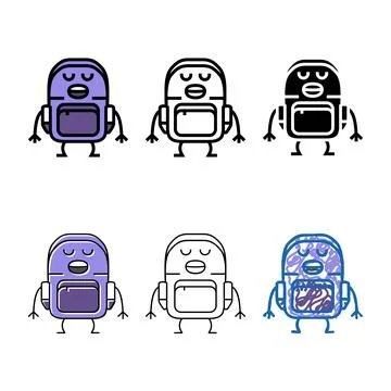 Backpack stationery forms character color icon vector Stock Illustration