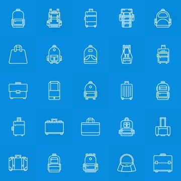 Backpack, suitcase, handbag icons Stock Illustration