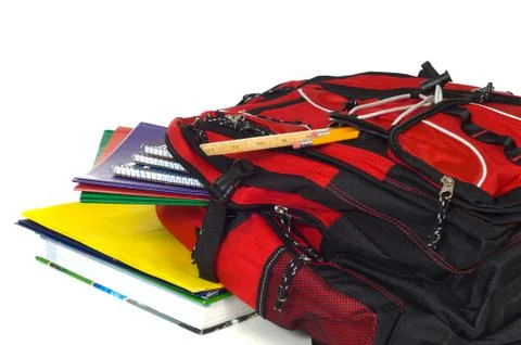 Backpack with supplies Stock Photos