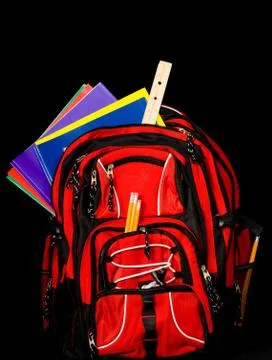 Backpack with supplies Stock Photos