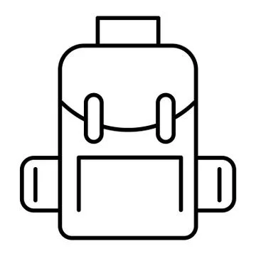 Backpack thin line icon. School bag vector illustration isolated on white Illustrazione stock