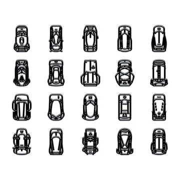 Backpack top view icon collection for travel and hiking Illustrazione stock