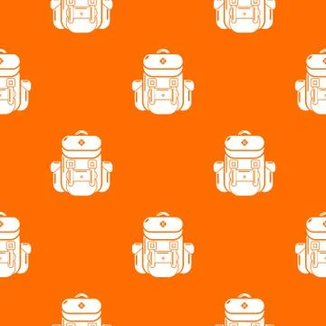Backpack tourism pattern vector orange 库存插图