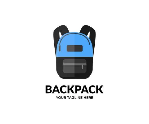 Backpack, tourist backpack, school backpack education logo design. Stock Illustration