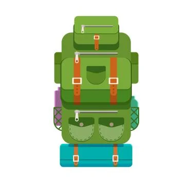 The backpack of a tourist Stock Illustration
