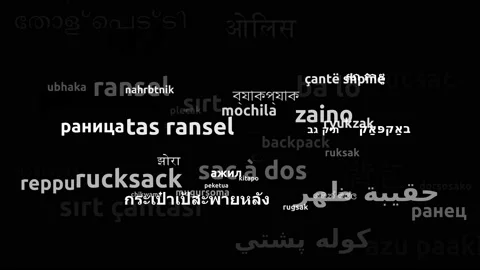 Backpack Translated in 55 Worldwide Languages Endless Looping 3d Zooming Word Video stock 145207068