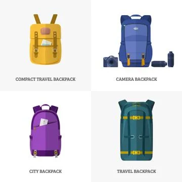Backpack for travel. Flat design. Stock Illustration