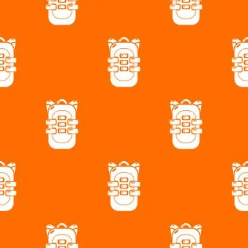 Backpack travel pattern vector orange 스톡 일러스트
