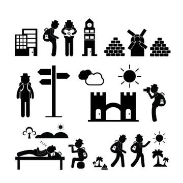Backpack traveler explorer icon Stock Illustration