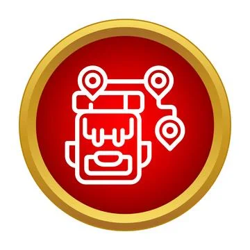 Backpack traveling navigating route with location pins Stock Illustration