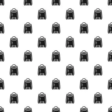 Backpack traveling pattern repeating black white background Illustrazione stock