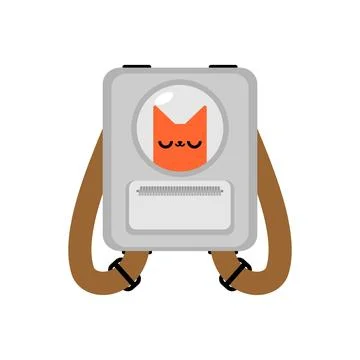 Backpack with window cat isolated. Vector illustration Stock Illustration