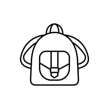 Backpack womens vector icon outline black EPS 10. Female city bag illustration Stock Illustration