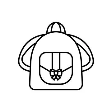 Backpack womens vector icon outline black EPS 10. Female city bag illustration Stock Illustration