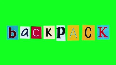 Backpack word in isolated banner created from colorful stickers with letters Stock Footage 316234722