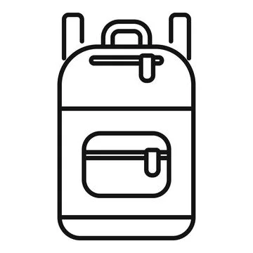 Backpack with zippered pockets line icon, travel bag symbol Illustrazione stock