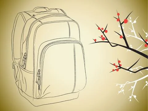 Backpacker to Japan simple illustration Stock Illustration
