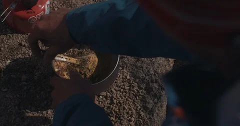 A Backpacker Making An Instant Meal 스톡 동영상 105332292