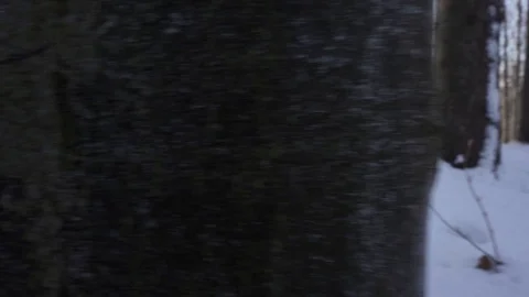 Backpacker man going through deep snow at sunset. Stock Footage 101511370