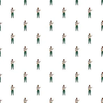 Backpacker man standing looking vector seamless pattern イラスト素材