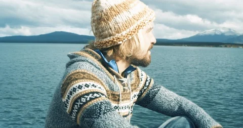 Backpacker with mountain landscape Stock Footage 90074298