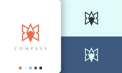 Backpacker or adventure logo vector design with simple and modern compass sha Stock Illustration