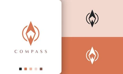 Backpacker or compass logo vector design with simple and modern style Stock Illustration