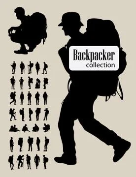 Backpacker Silhouettes Illustrazione stock