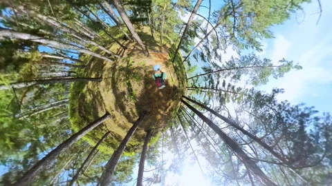Backpacker Strolling Along a Scenic Tiny Planet Great Baikal Trail Stock-Footage 290299055