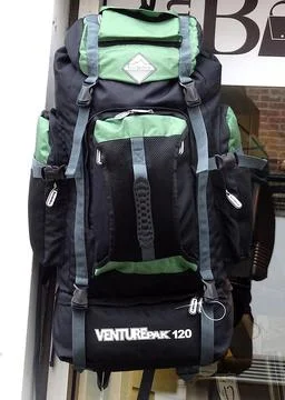Backpacker's Traveling Backpack Stock-Fotos