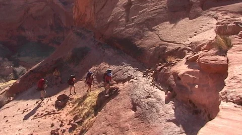 Backpackers in Utah Stock Footage 93516960