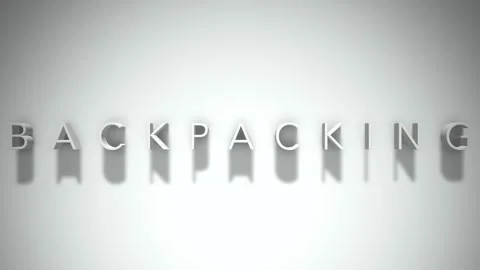Backpacking 3D title animation with shadows on a white background Stock Footage 296615651